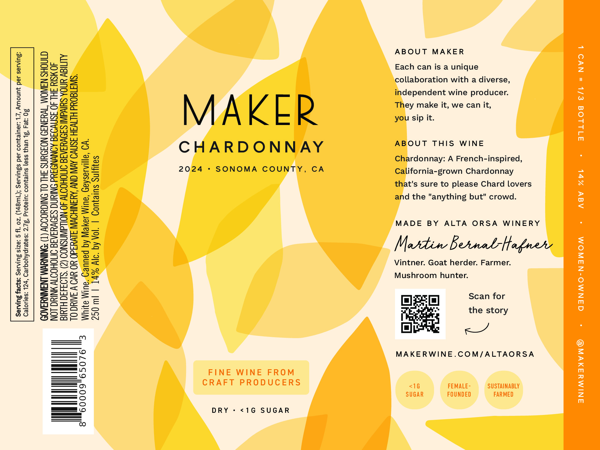 TABC label artwork for Maker Chardonnay Sonoma County