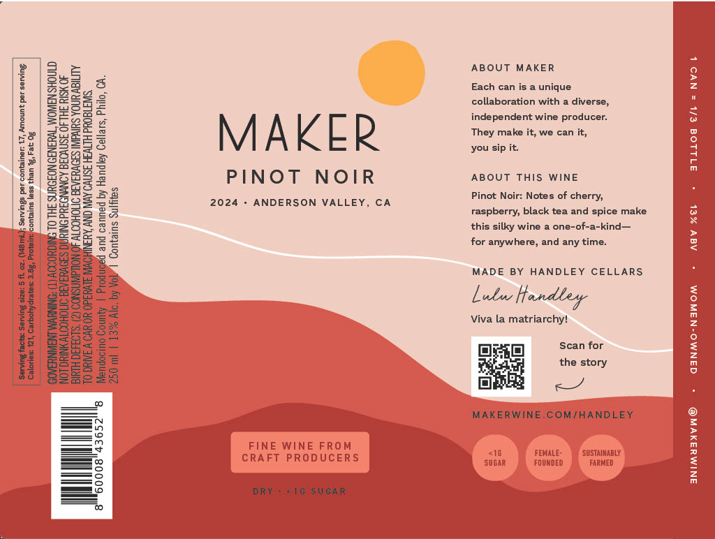 TABC label artwork for Pinot Noir