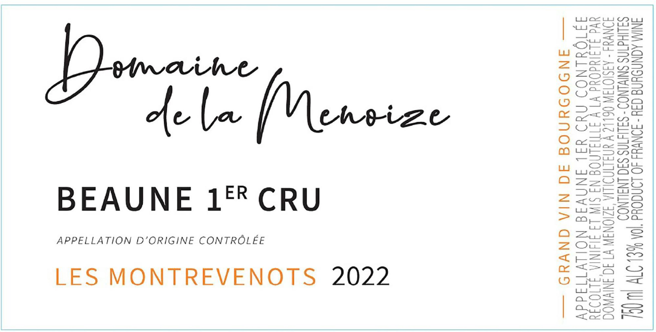 TABC label artwork for Domaine de la Menoize Beaune 1er Montrevenots