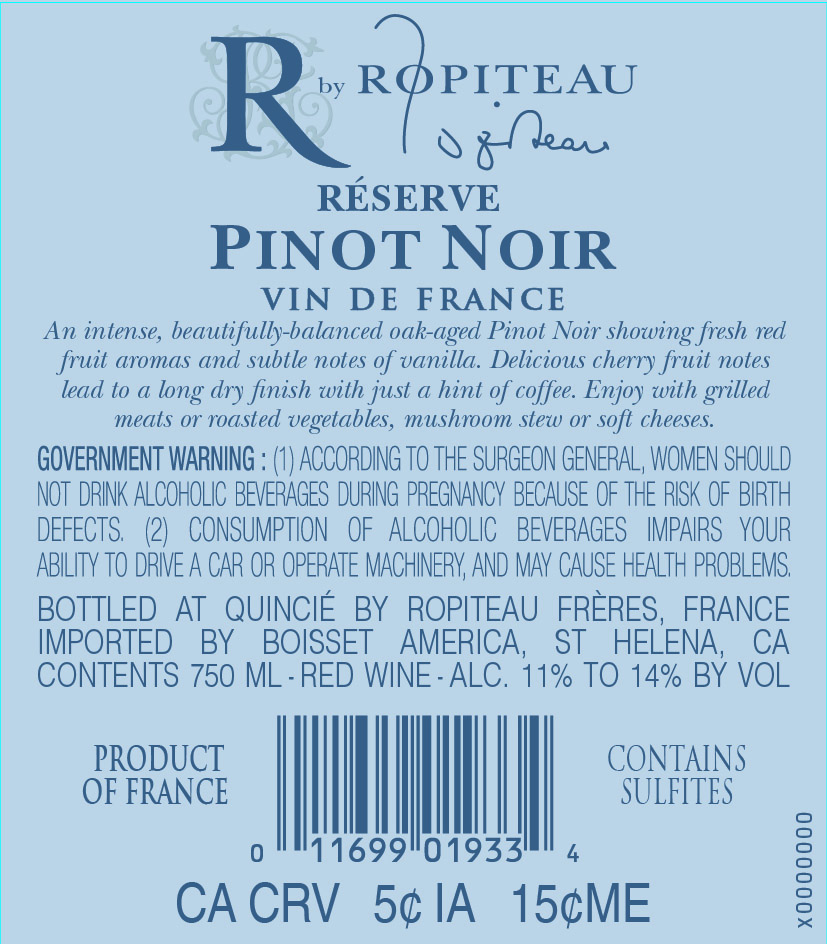 TABC label artwork for Ropiteau Pinot Noir Reserve 2023