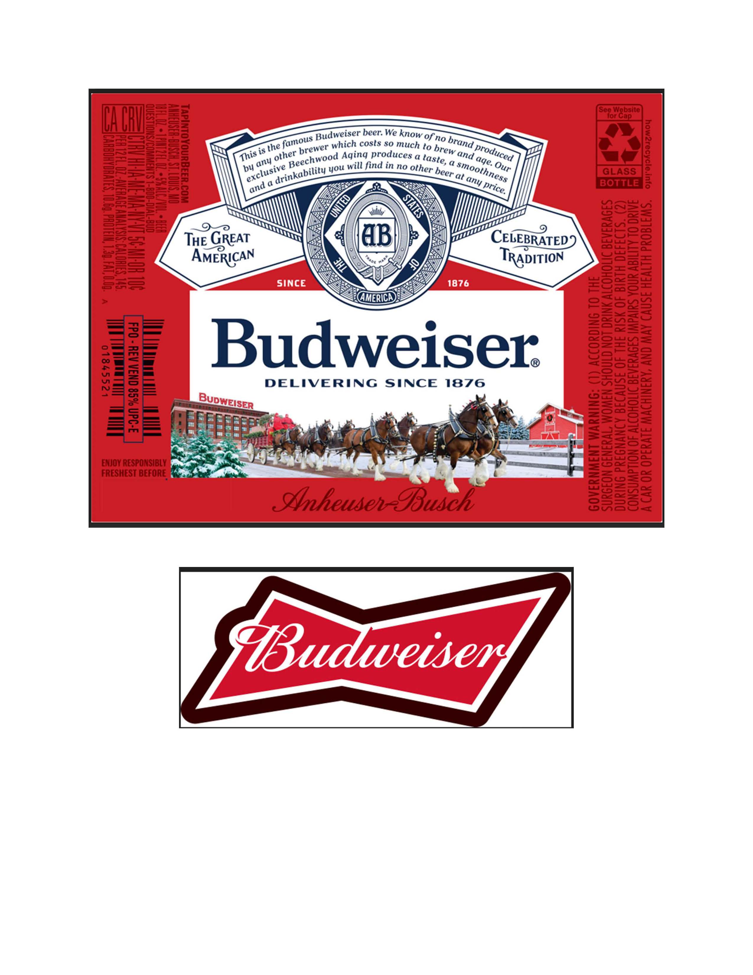 TABC label artwork for BUDWEISER 2025 HOLIDAY CLYDESDALES 18 OZ. BTL