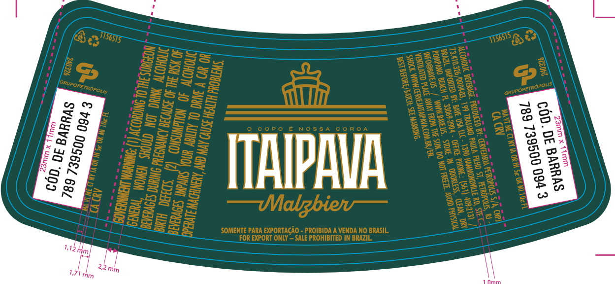 TABC label artwork for Itaipava Malzbier