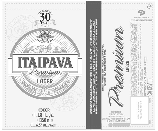 TABC label artwork for Itaipava Premium Lager - Can