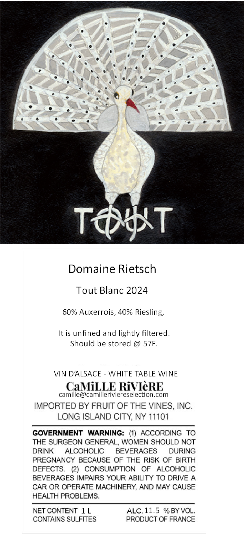 TABC label artwork for Domaine Rietsch Tout Blanc Alsace