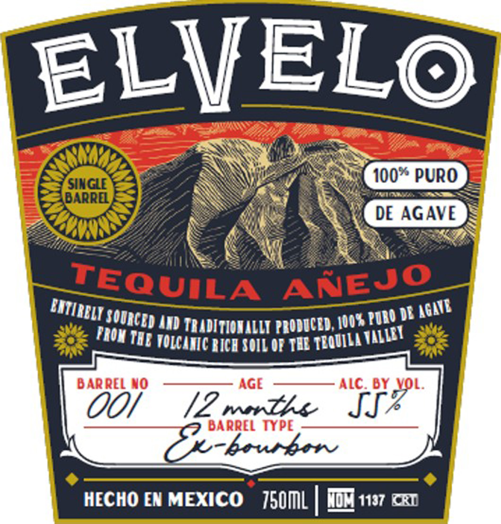 TABC label artwork for ELVELO Anejo Single Barrel
