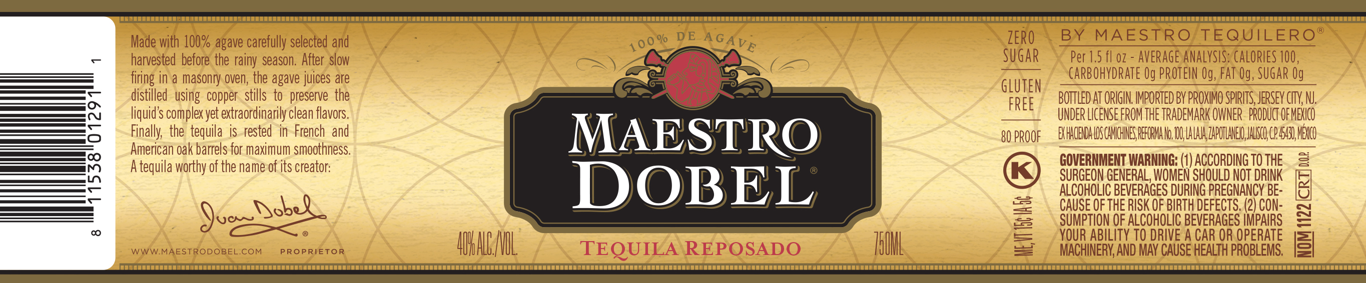 TABC label artwork for Maestro Dobel Reposado
