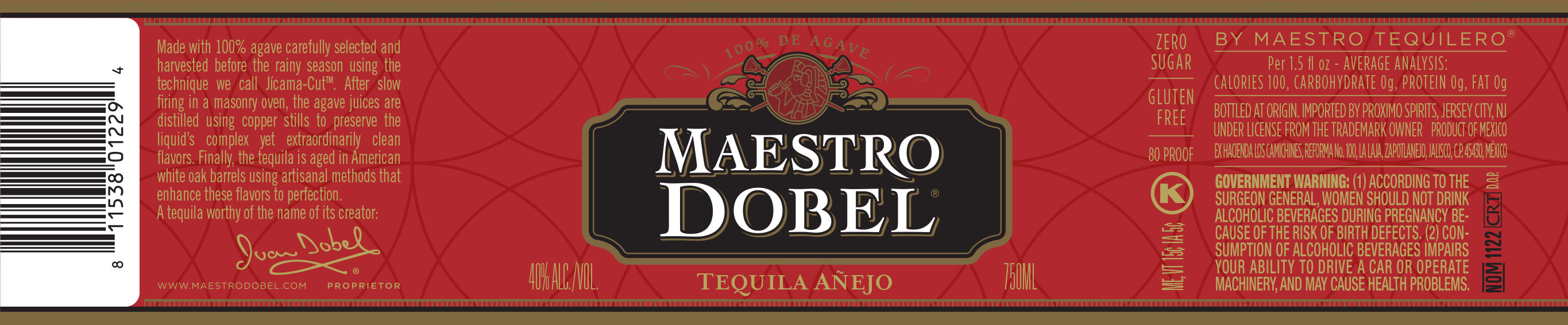 TABC label artwork for Maestro Dobel Anejo