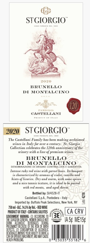 TABC label artwork for St. Giorgio Brunello di Montalcino DOCG