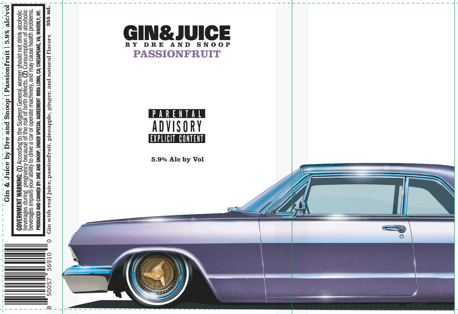 TABC label artwork for Gin&Juice By Dre And Snoop Passionfruit