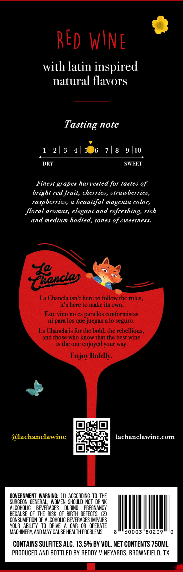 TABC label artwork for LA CHANCLA RED