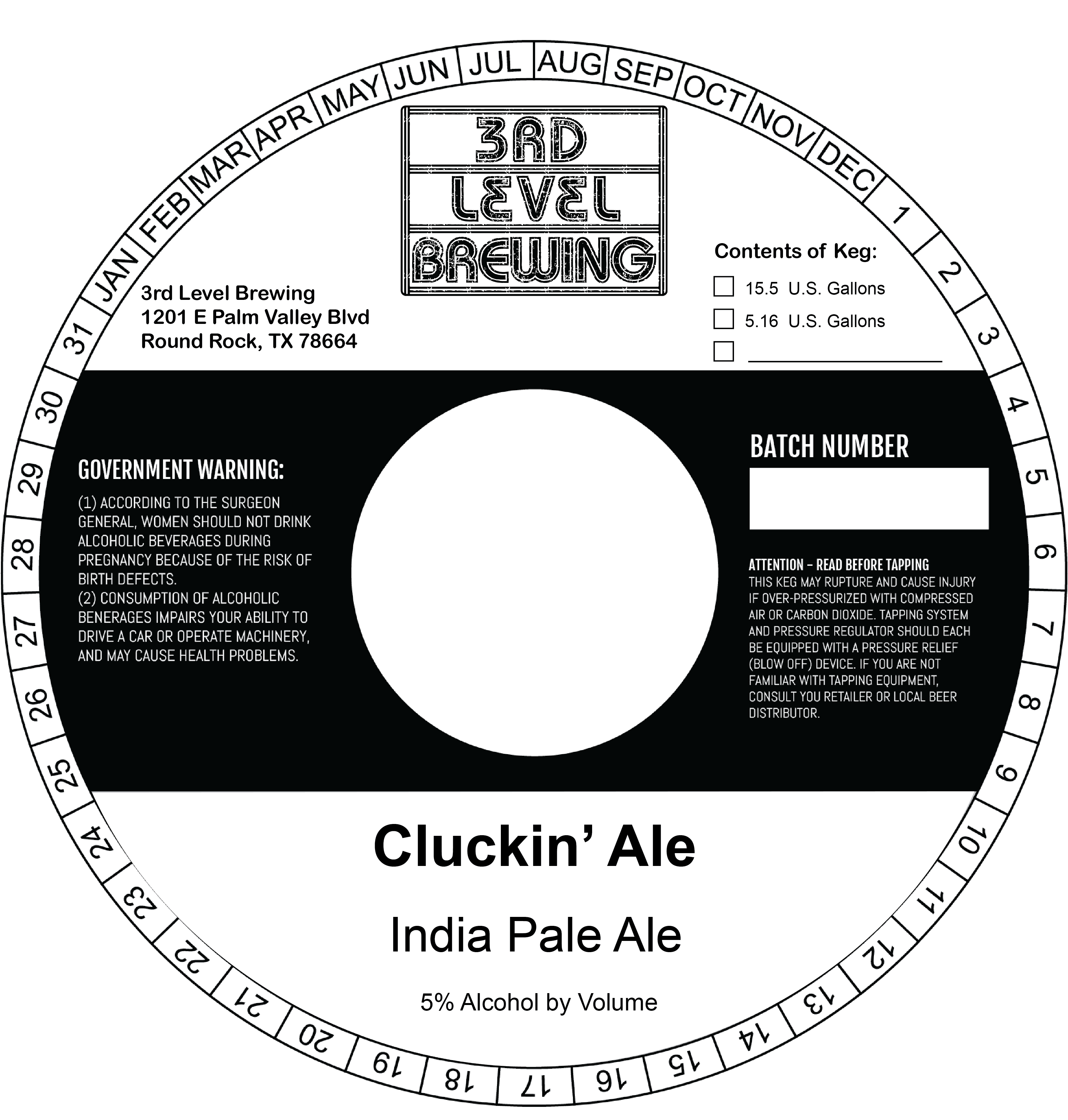TABC label artwork for Cluckin' Ale