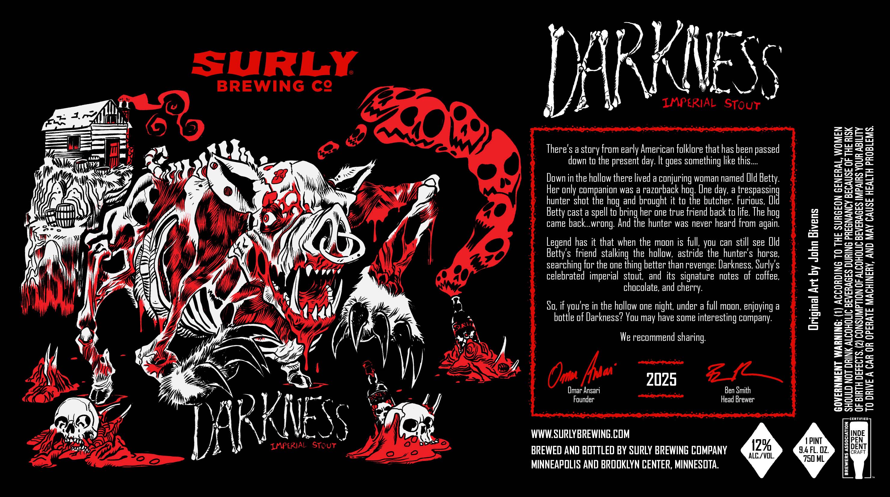 TABC label artwork for SURLY BREWING CO. DARKNESS IMPERIAL STOUT
