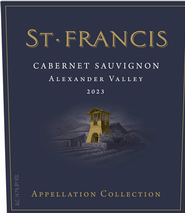 TABC label artwork for St. Francis Cabernet Sauvignon, Appellation Collection