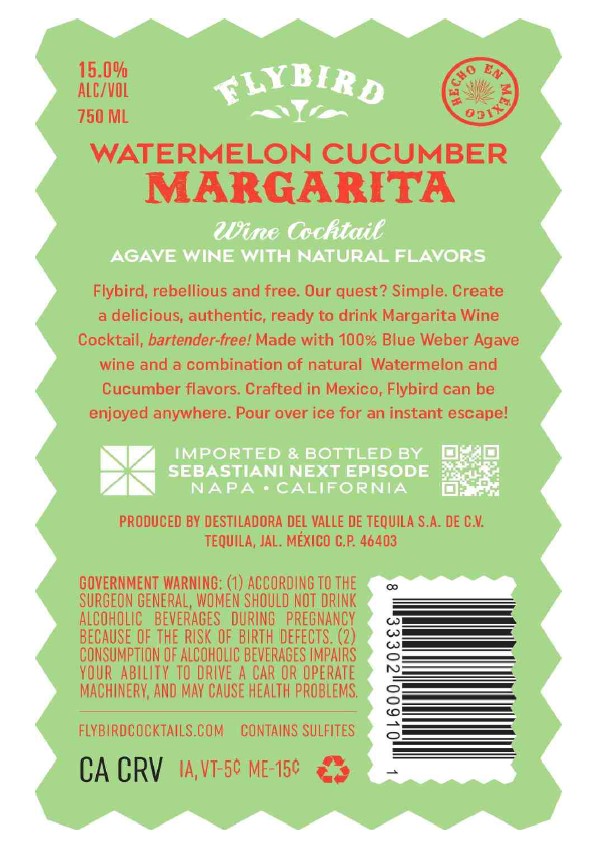 TABC label artwork for Flybird Watermelon Cucumber