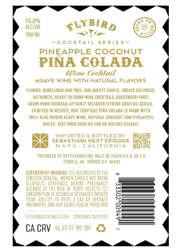 TABC label artwork for Flybird Pina Colada