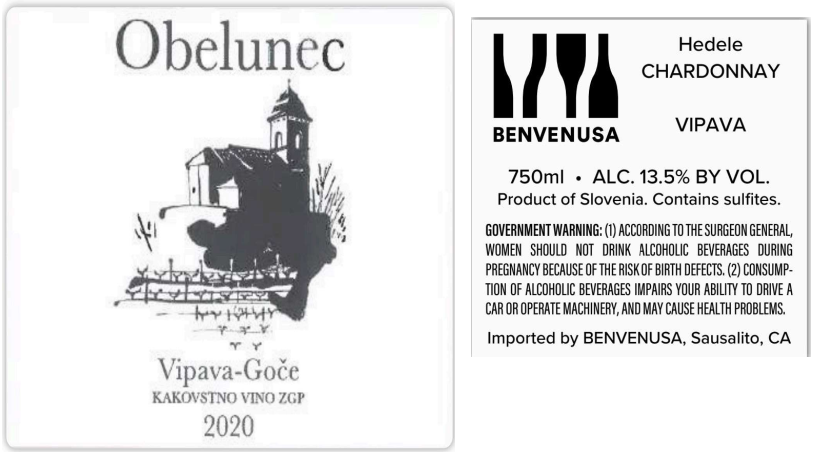 TABC label artwork for Hedele Obelunec Chardonnay Vipava