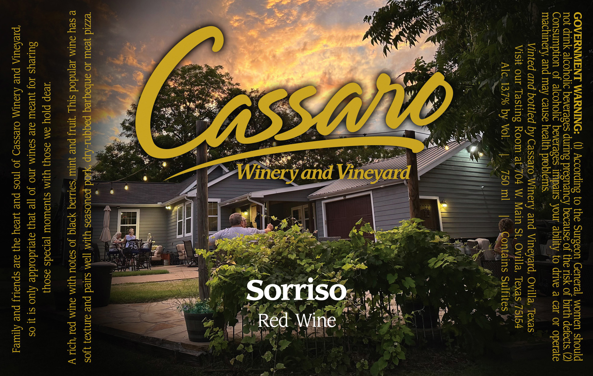 TABC label artwork for Sorriso