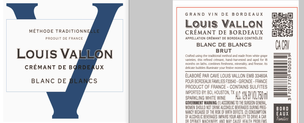 TABC label artwork for Louis Vallon Blanc De Blancs Brut