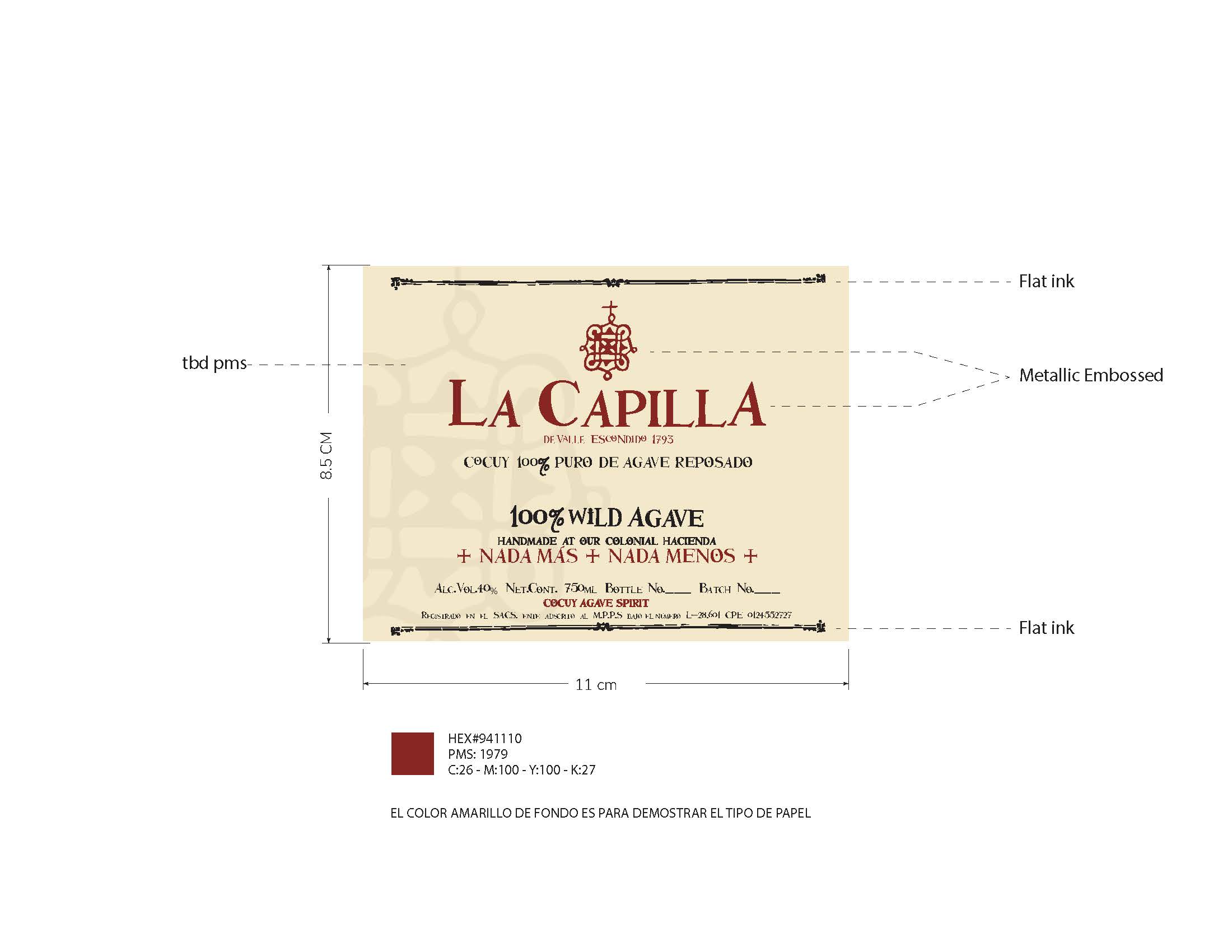 TABC label artwork for La Capilla De Valle Escondido 1793 Cocuy 100% Puro Agave Reposado