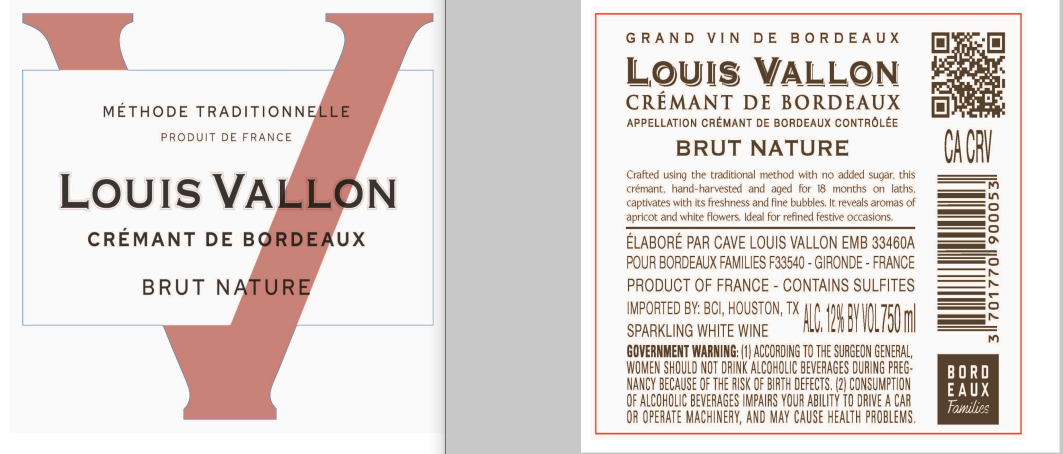 TABC label artwork for Louis Vallon Brut Nature