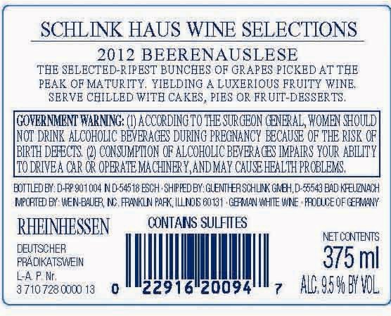 TABC label artwork for Schlink Haus Beerenauslese