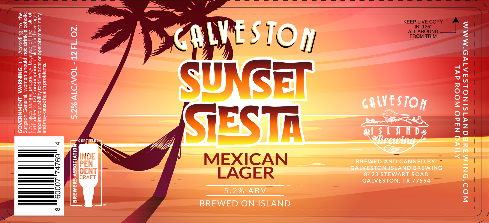 TABC label artwork for Sunset Siesta