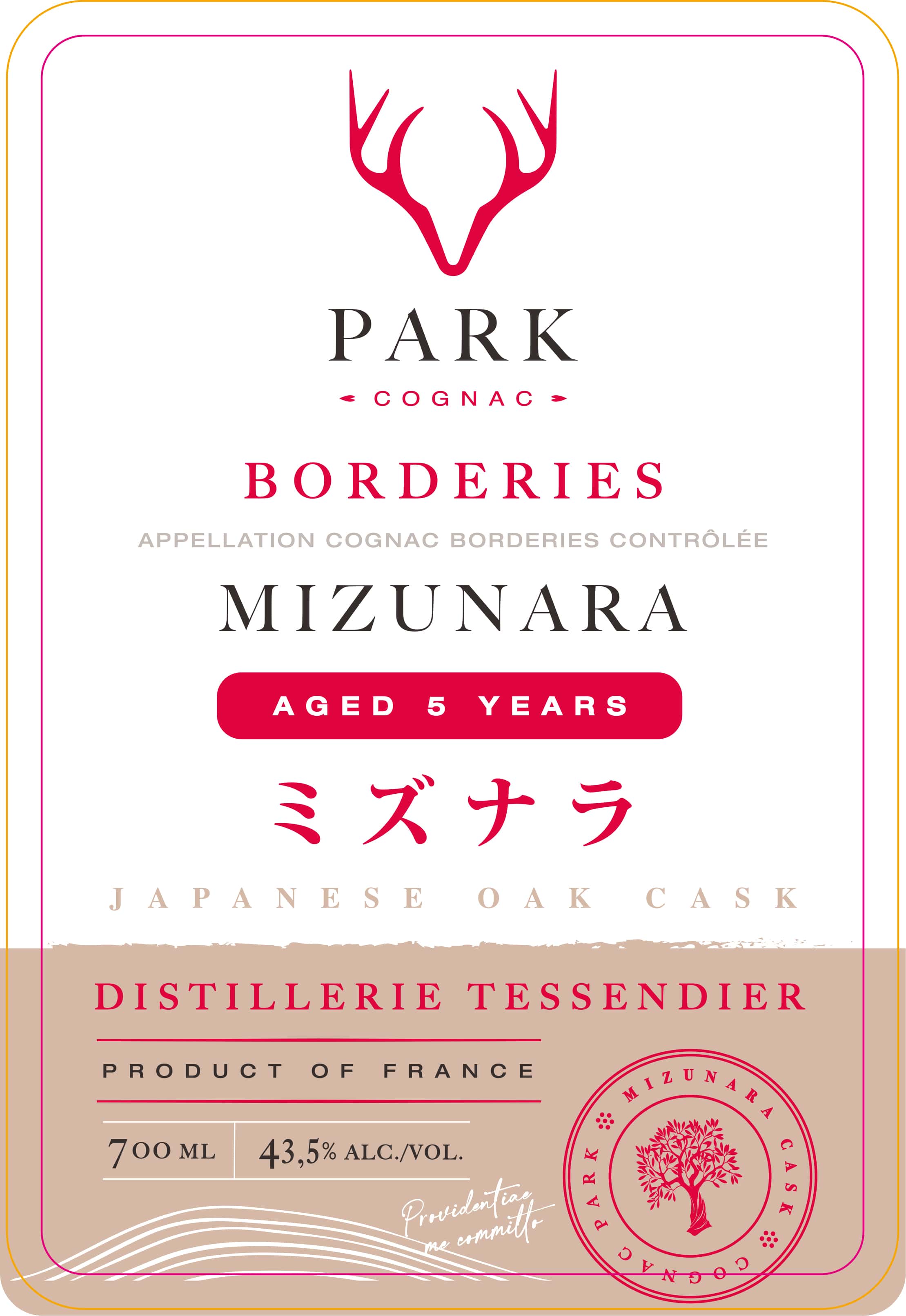 TABC label artwork for Park Cognac Borderies Mizunara Aged 5 Years