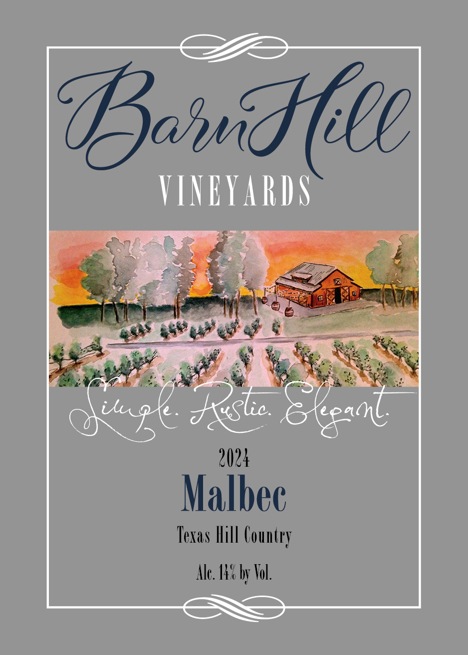 TABC label artwork for Barn Hill Malbec, THC