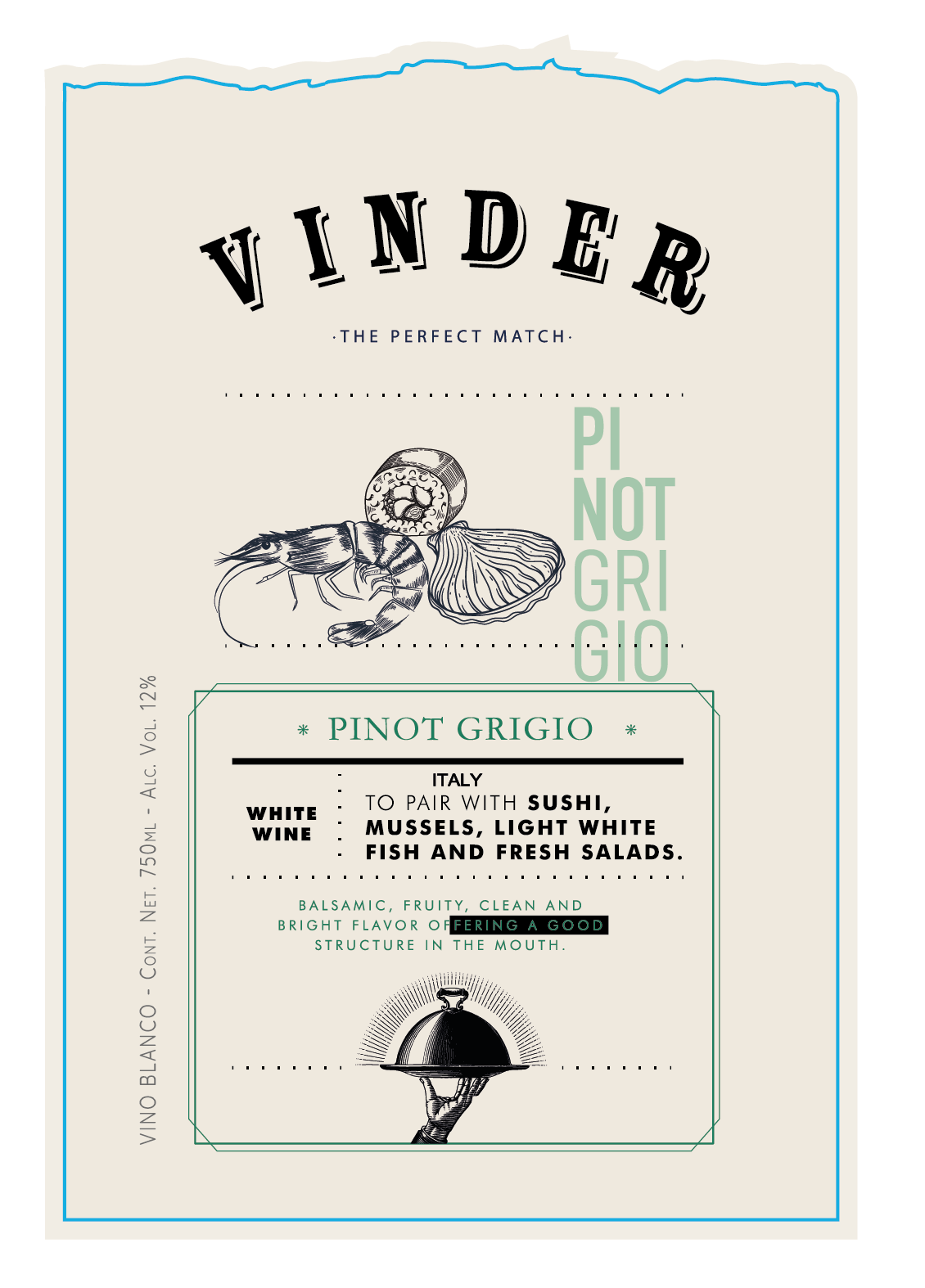 TABC label artwork for VINDER PINOT GRIGIO
