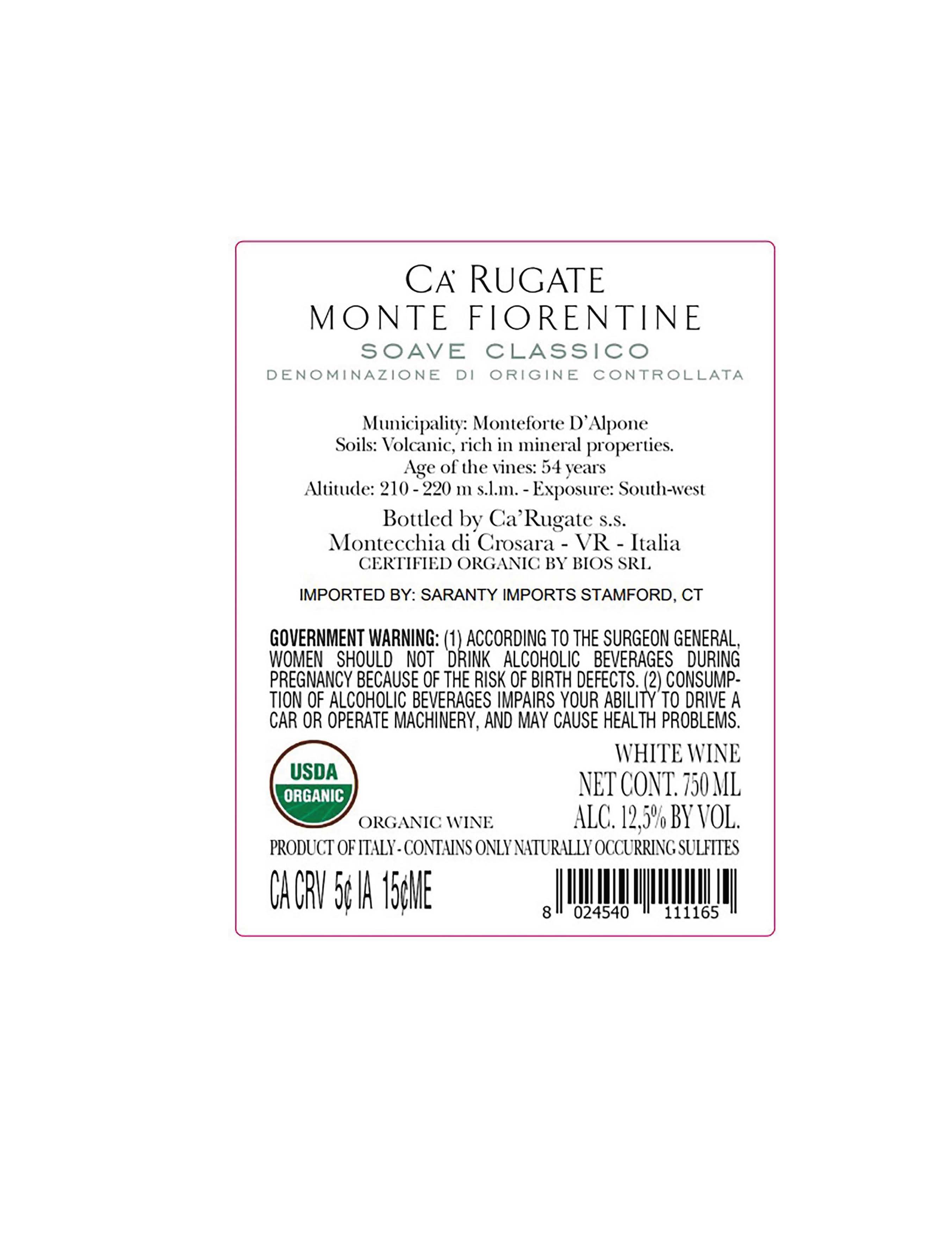 TABC label artwork for Ca Rugate Soave Classico Monte Fiorentine