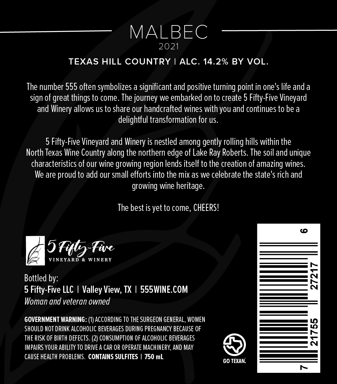 TABC label artwork for Malbec