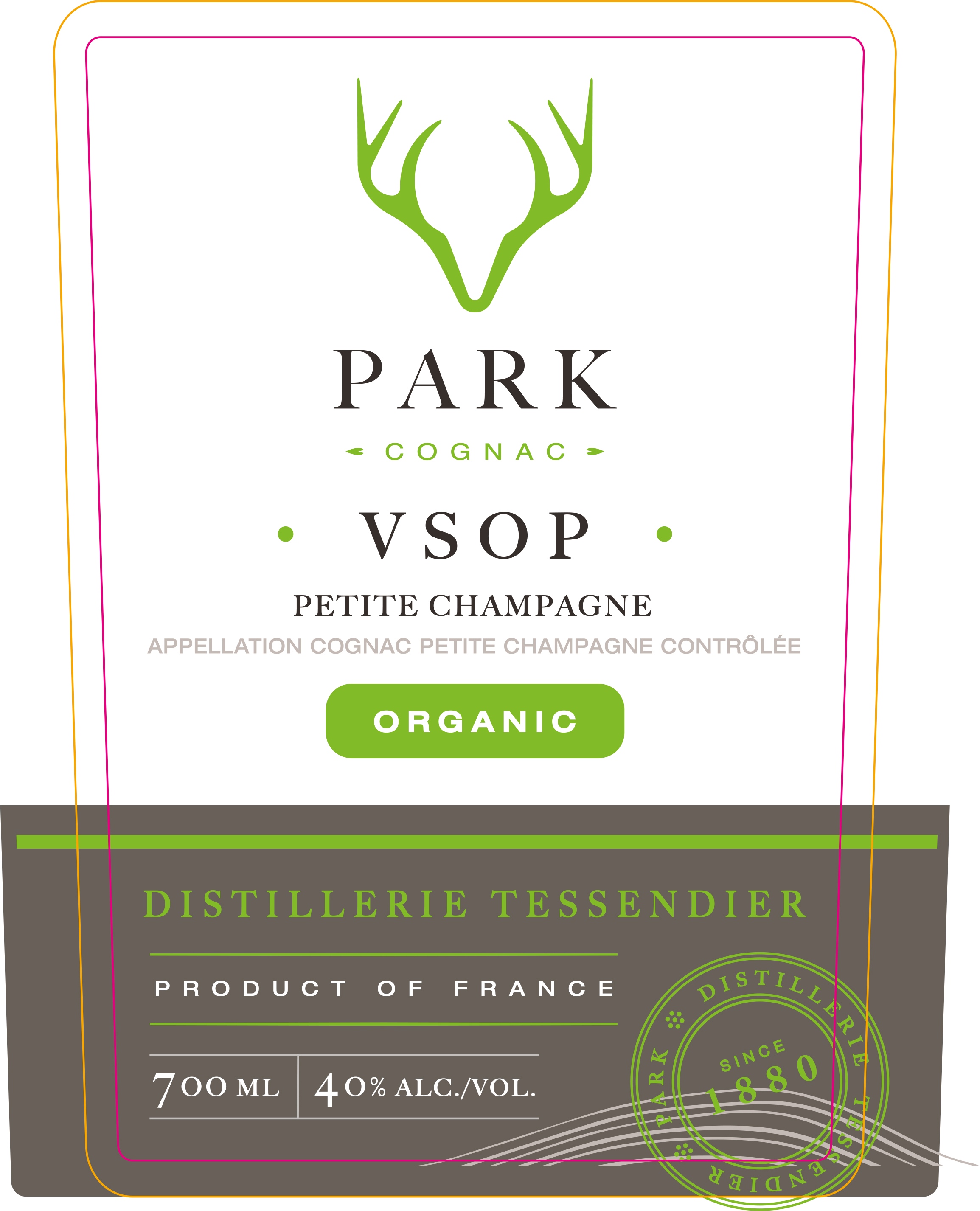 TABC label artwork for Park Cognac VSOP Organic Petite Champagne