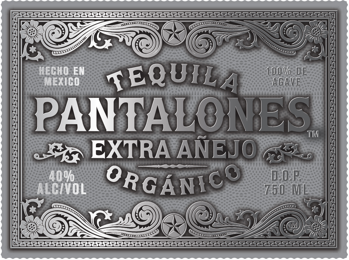 TABC label artwork for Pantalones Tequila Extra Anejo Organico