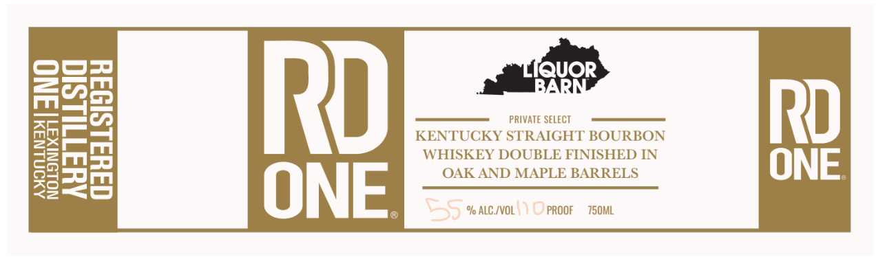 TABC label artwork for RD1 Liquor Barn Kentucky Straight Bourbon Whiskey Double Finished In Oak And Maple Barrels