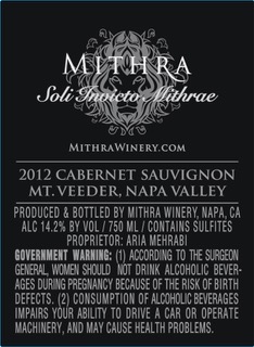 TABC label artwork for Mithra Cabernet Sauvignon Mt Veeder Napa Valley