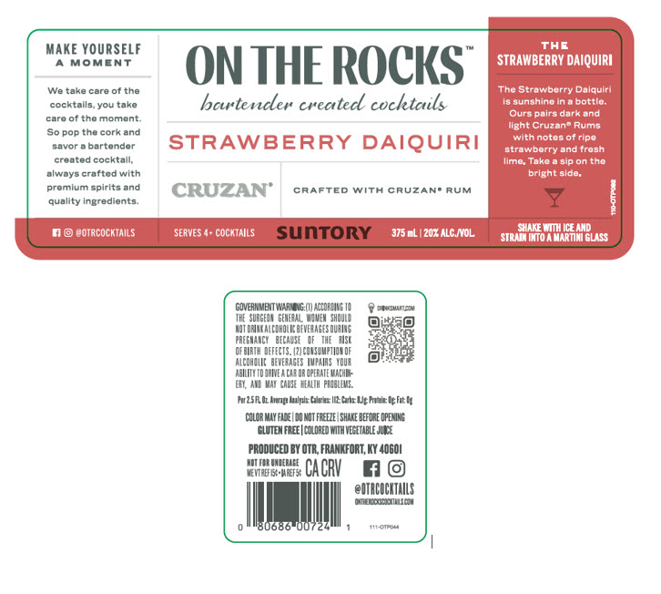 TABC label artwork for On The Rocks Strawberry Daiquiri