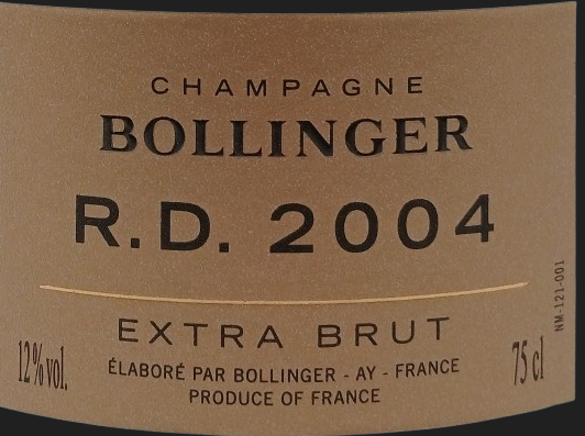 TABC label artwork for BOLLINGER R.D. EXTRA BRUT