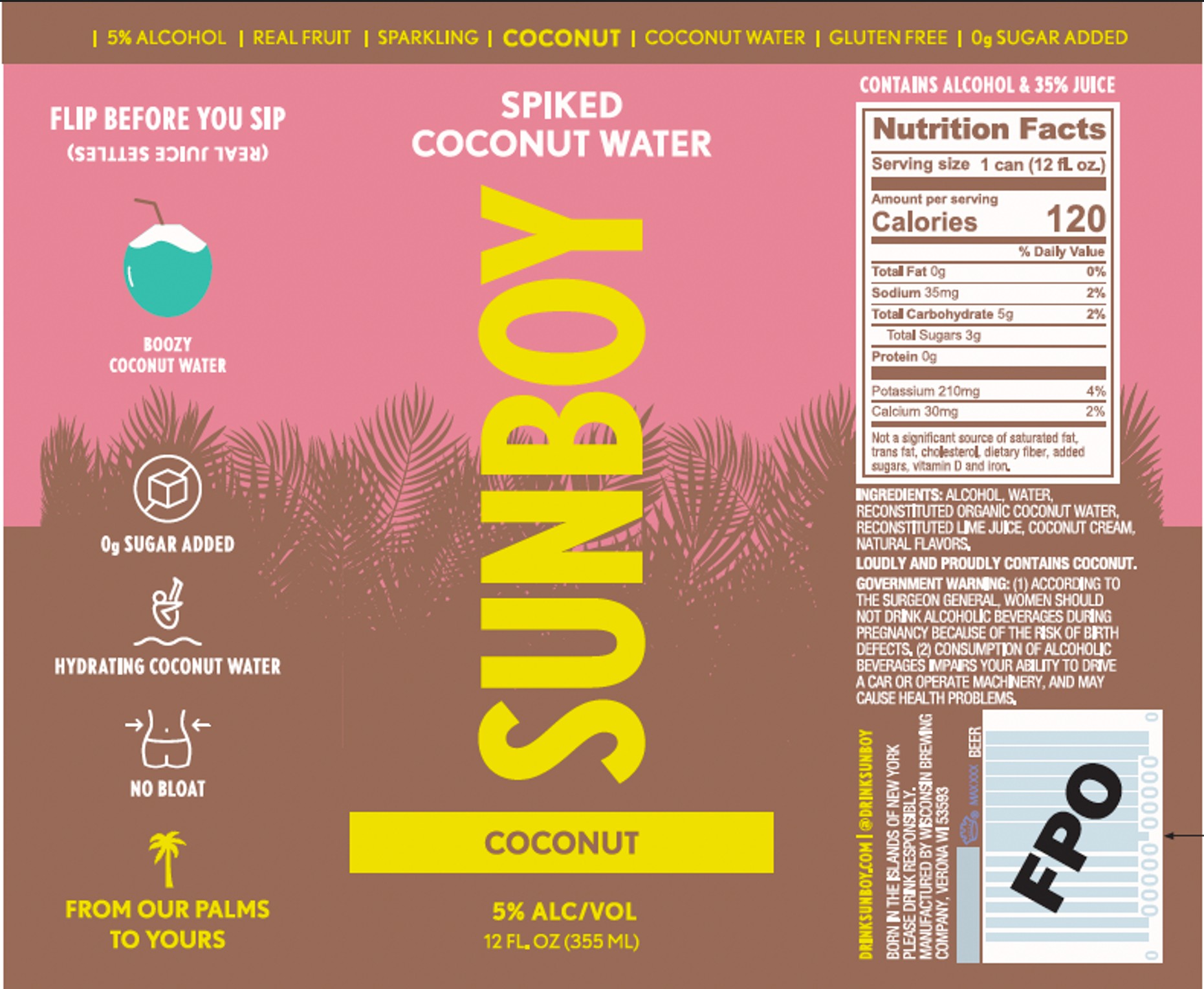 TABC label artwork for SUNBOY - Coconut