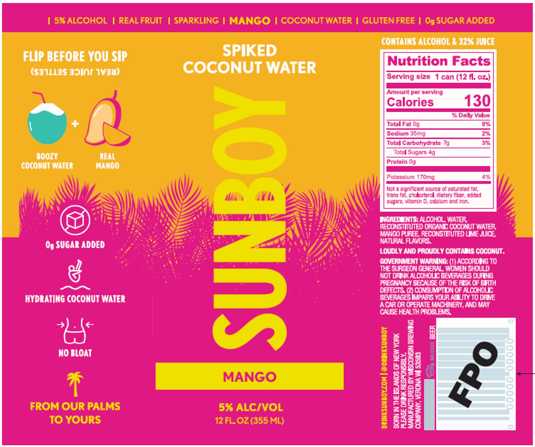 TABC label artwork for SUNBOY - Mango