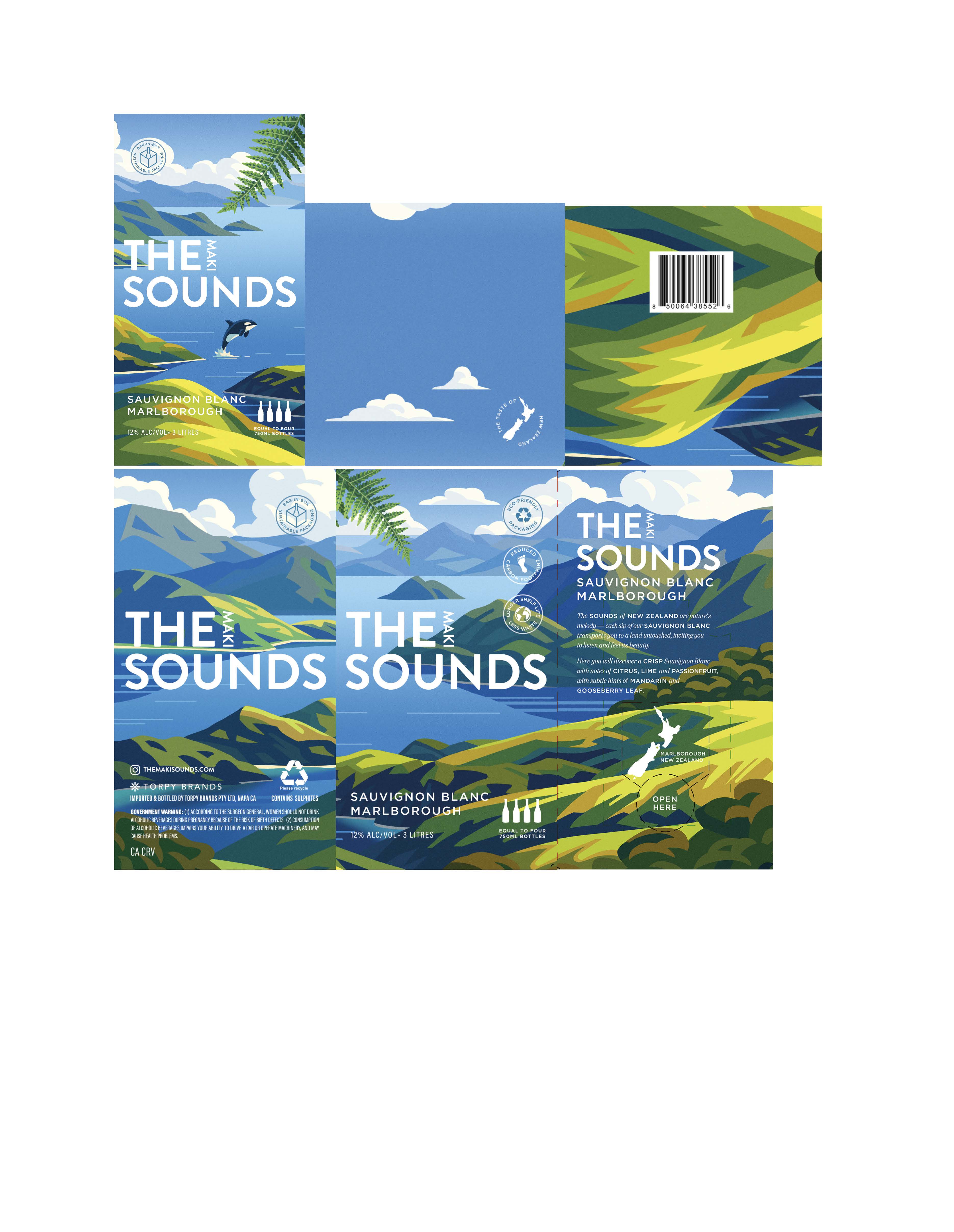 TABC label artwork for The Maki Sounds Marlborough Sauvignon Blanc