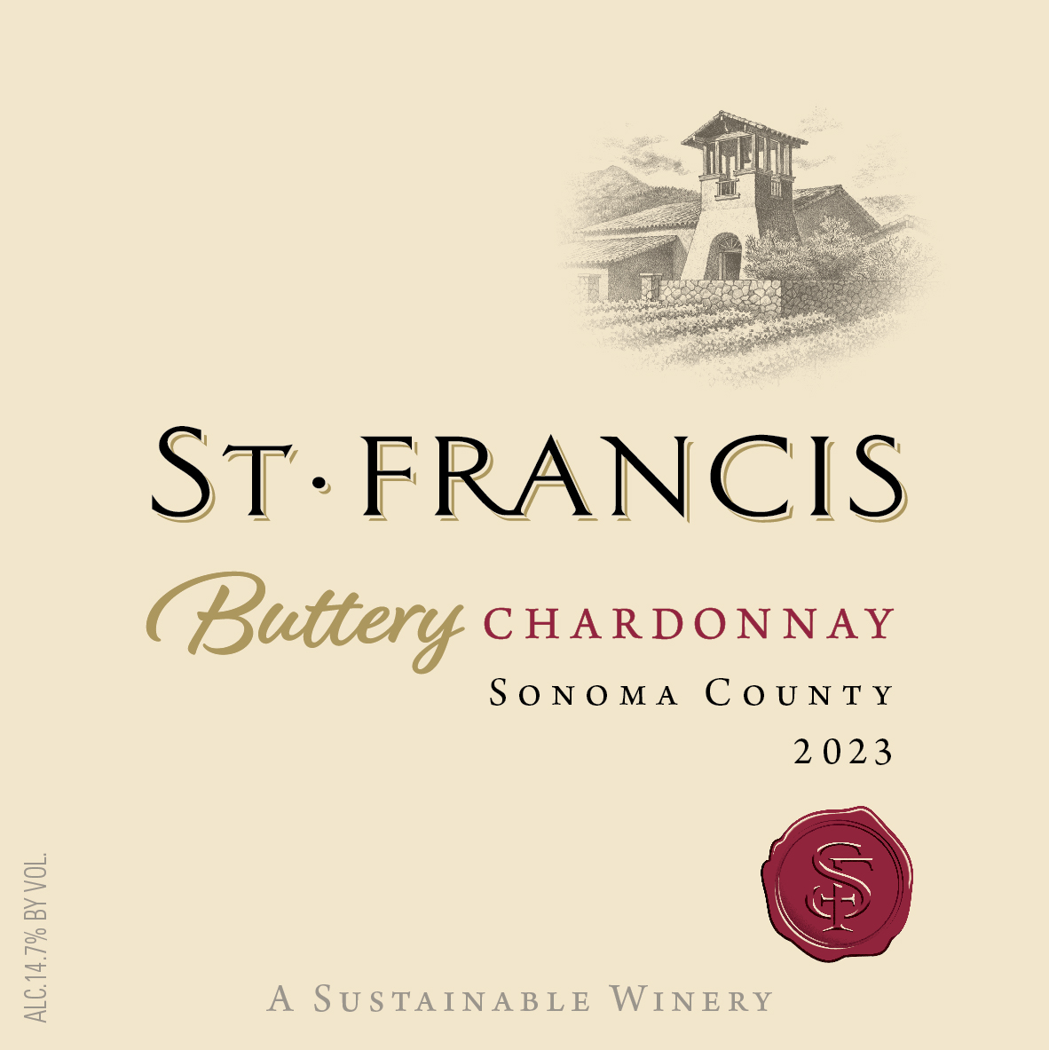 TABC label artwork for St. Francis Buttery Chardonnay, Sonoma 2023