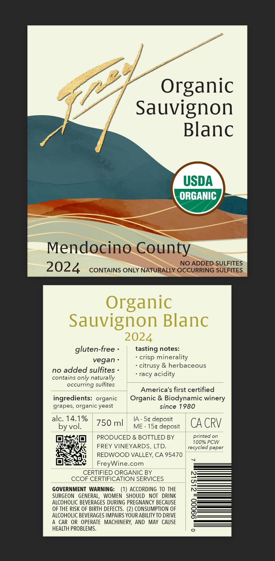 TABC label artwork for Frey Organic Sauvignon Blanc
