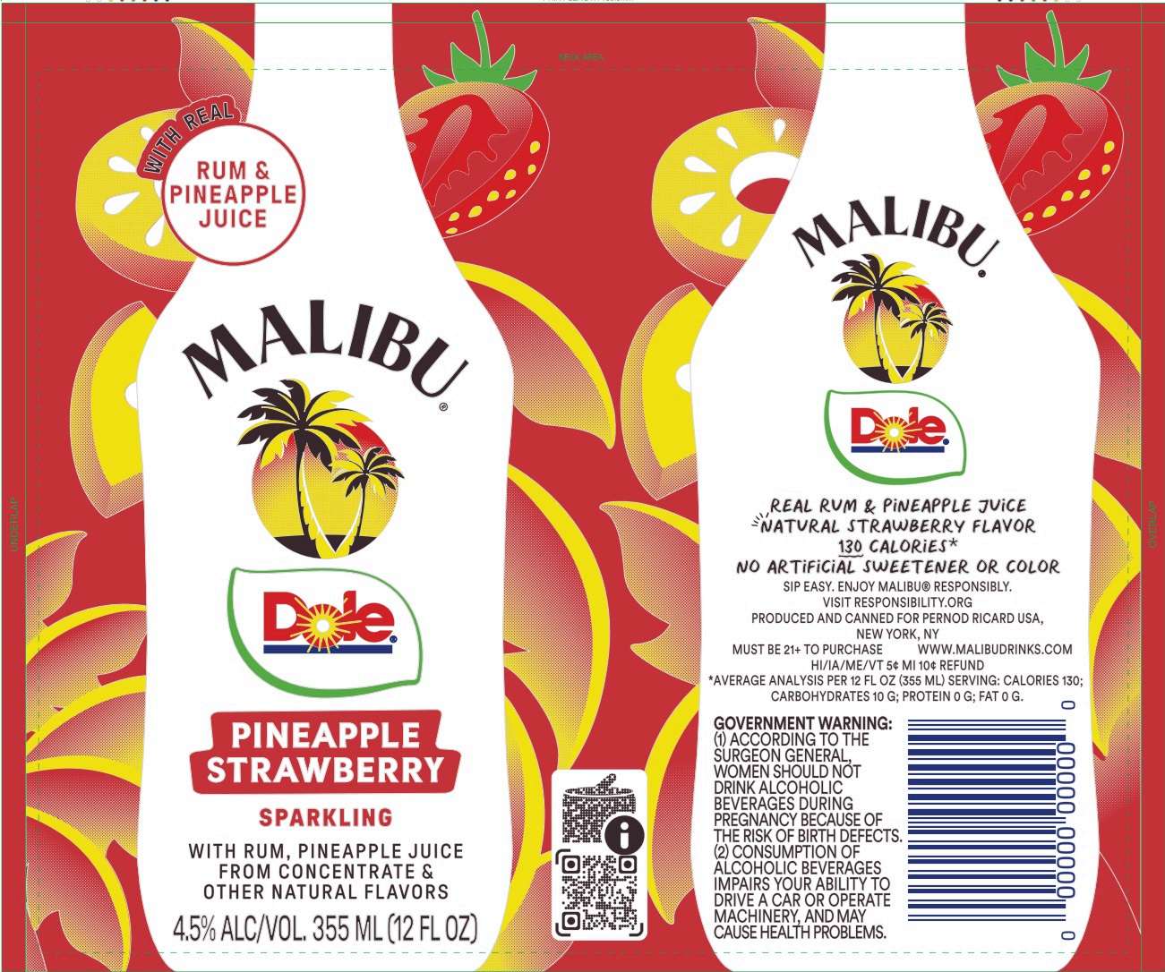 TABC label artwork for MALIBU DOLE PINEAPPLE STRAWBERRY