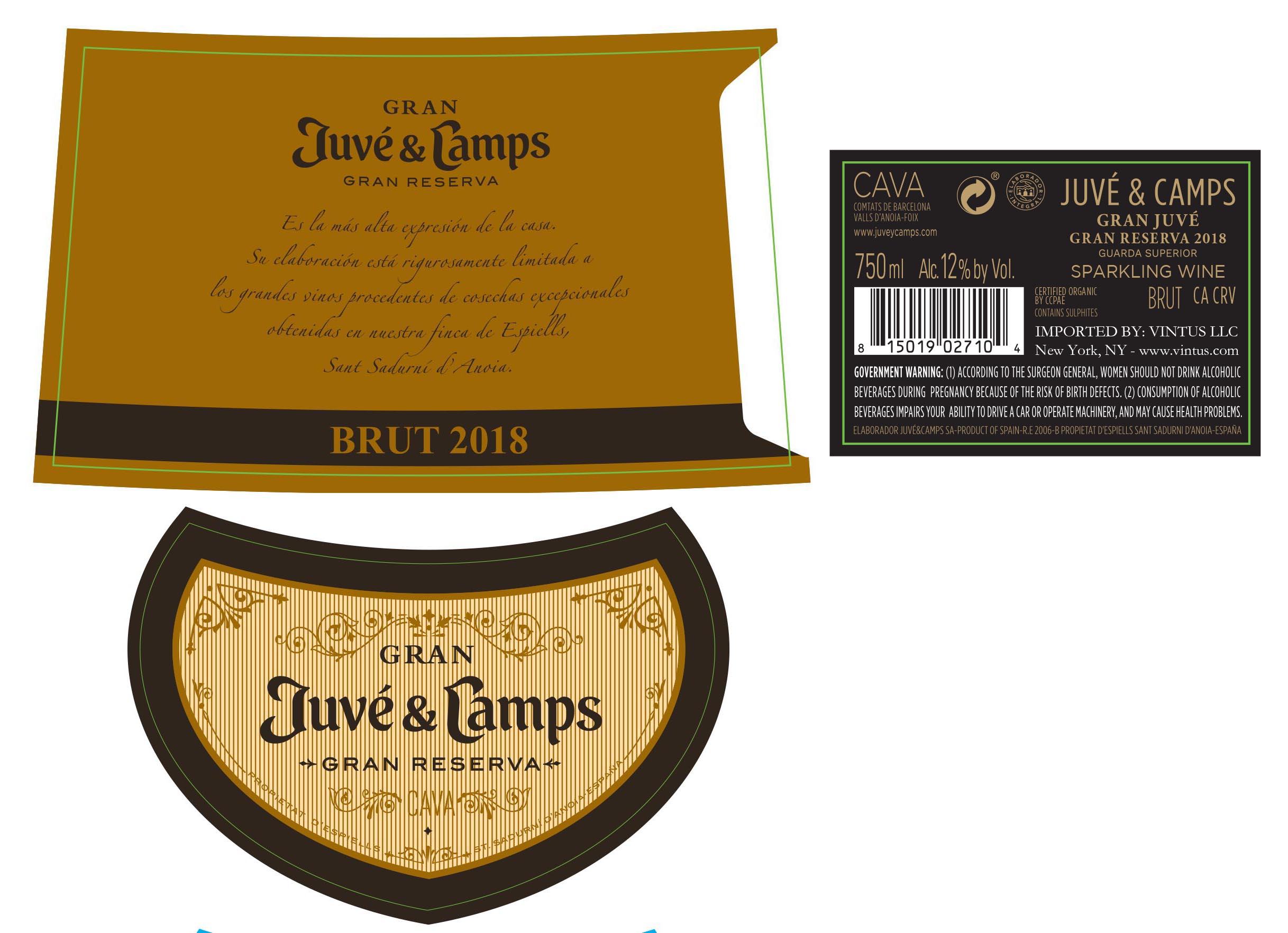 TABC label artwork for Juve y Camps Gran Juve Gran Reserva Organic