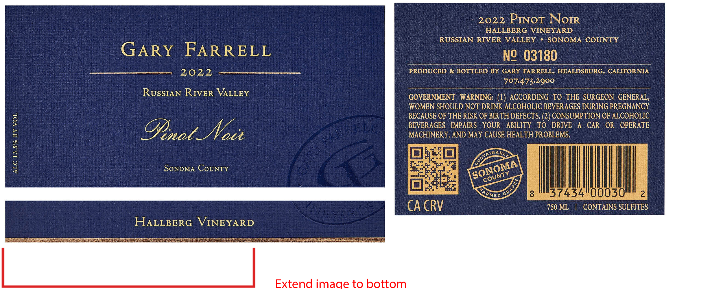 TABC label artwork for Gary Farrell Hallberg Vineyard Pinot Noir Russian River Valley