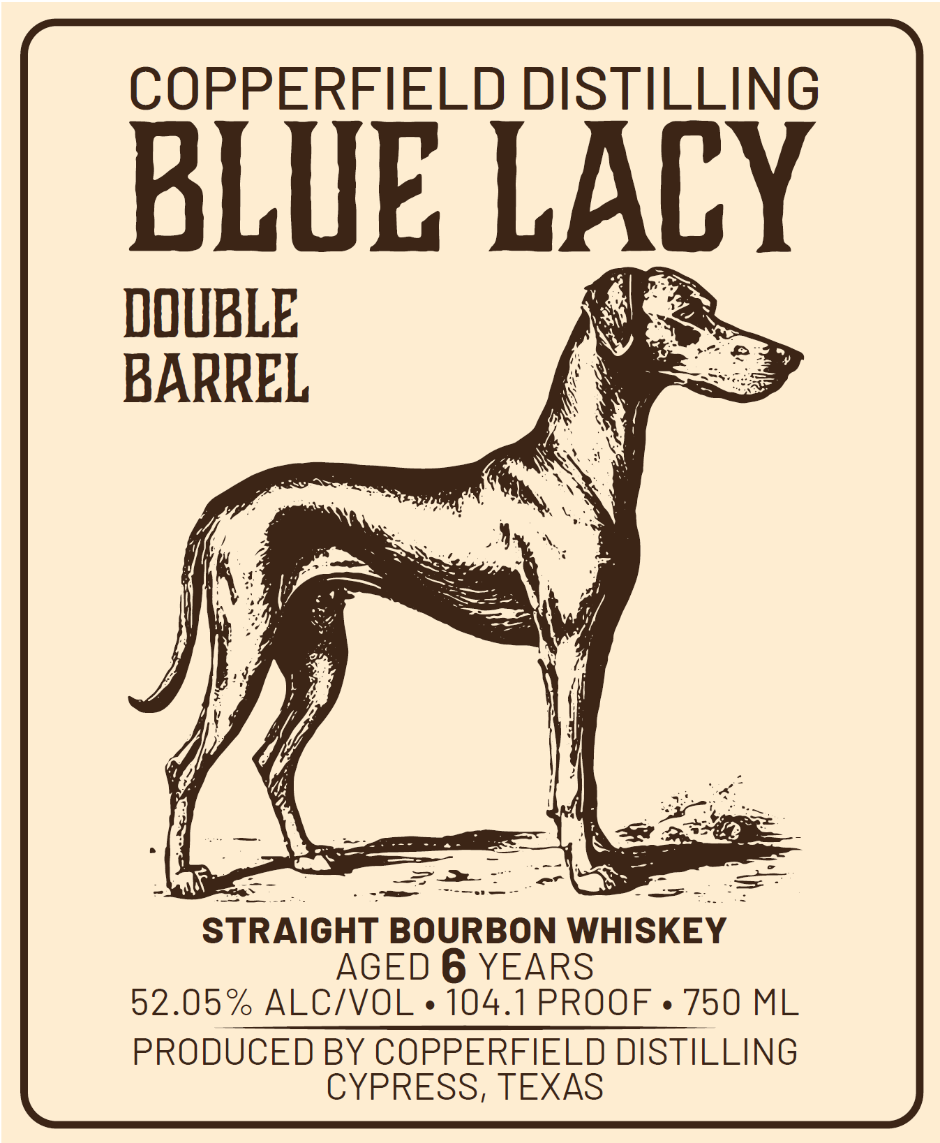 TABC label artwork for Blue Lacy Bourbon