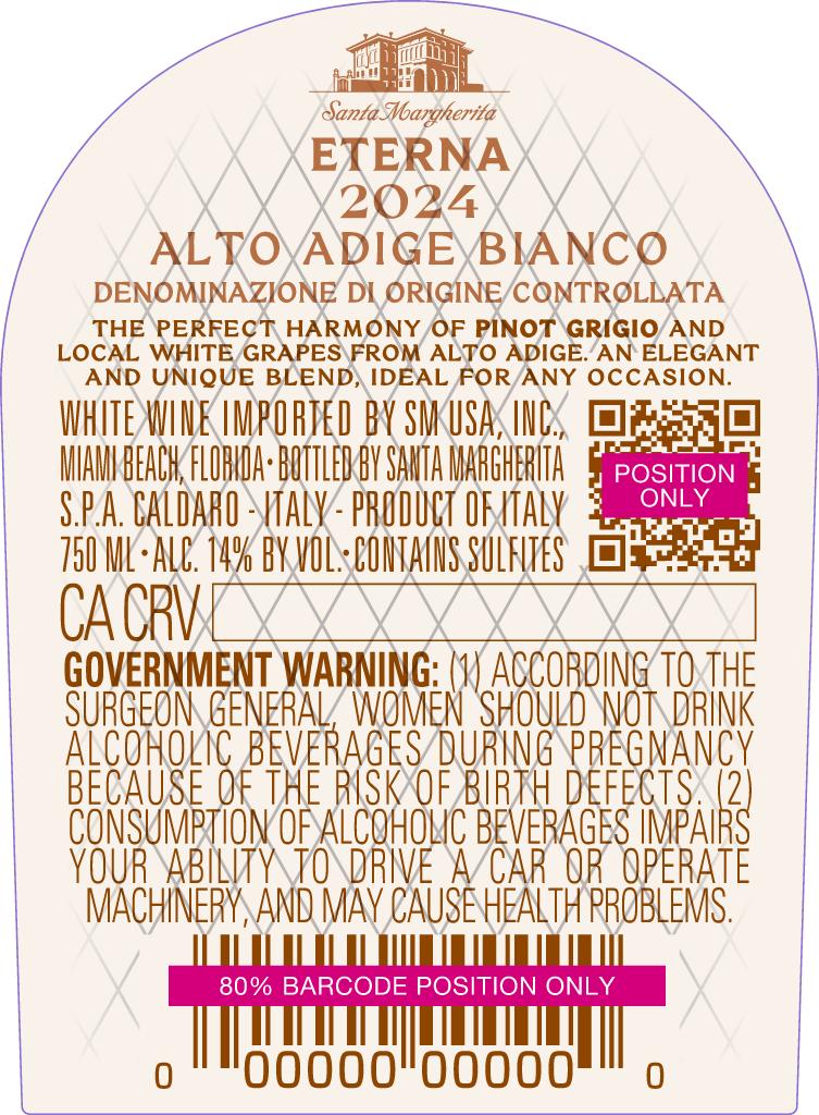 TABC label artwork for Eterna Pinot Grigio