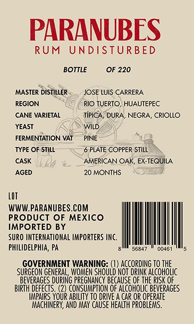 TABC label artwork for Paranubes Anejo Rum