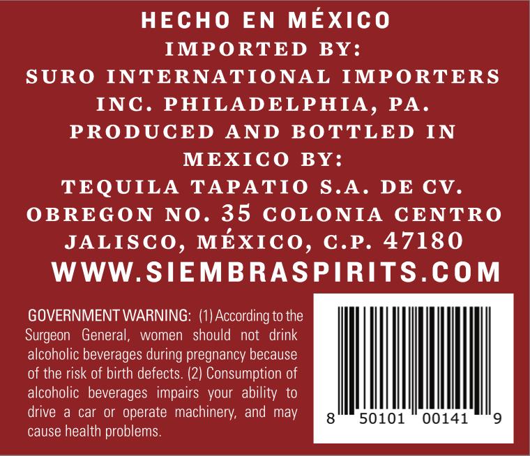 TABC label artwork for Siembra Alteno Anejo Tequila