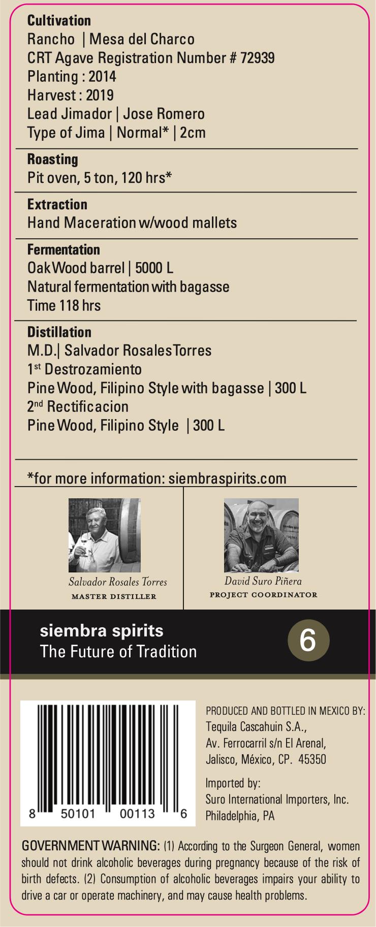 TABC label artwork for Siembra Valles Ancestral Tequila